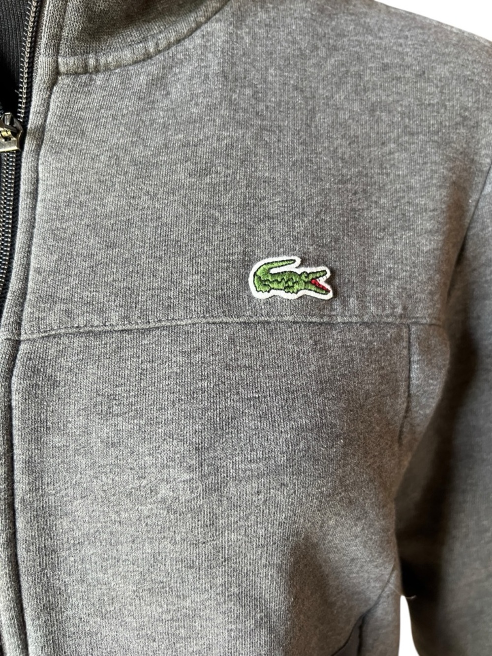 Lacoste Sport Full Zip Fleece Jacket Gray Croc Logo Back Men’s Medium M - Picture 4 of 9